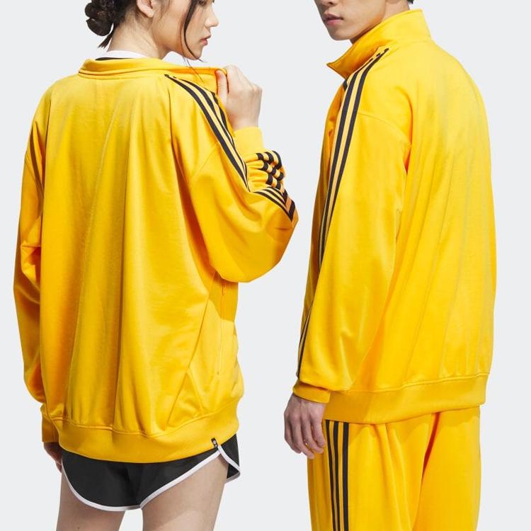 Adidas Originals Logo Print Zip-Up Stand Collar Jacket Unisex Jackets Yellow IK9151