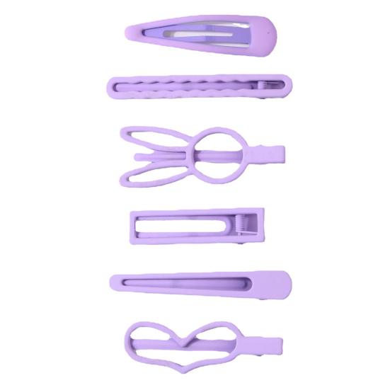 6Pcs/Set Girl Hair Pins Rabbit Ear Heart Geometric Shape Hair Clips Metal Hollow Hairpins Side Clips Party Hair Accessories