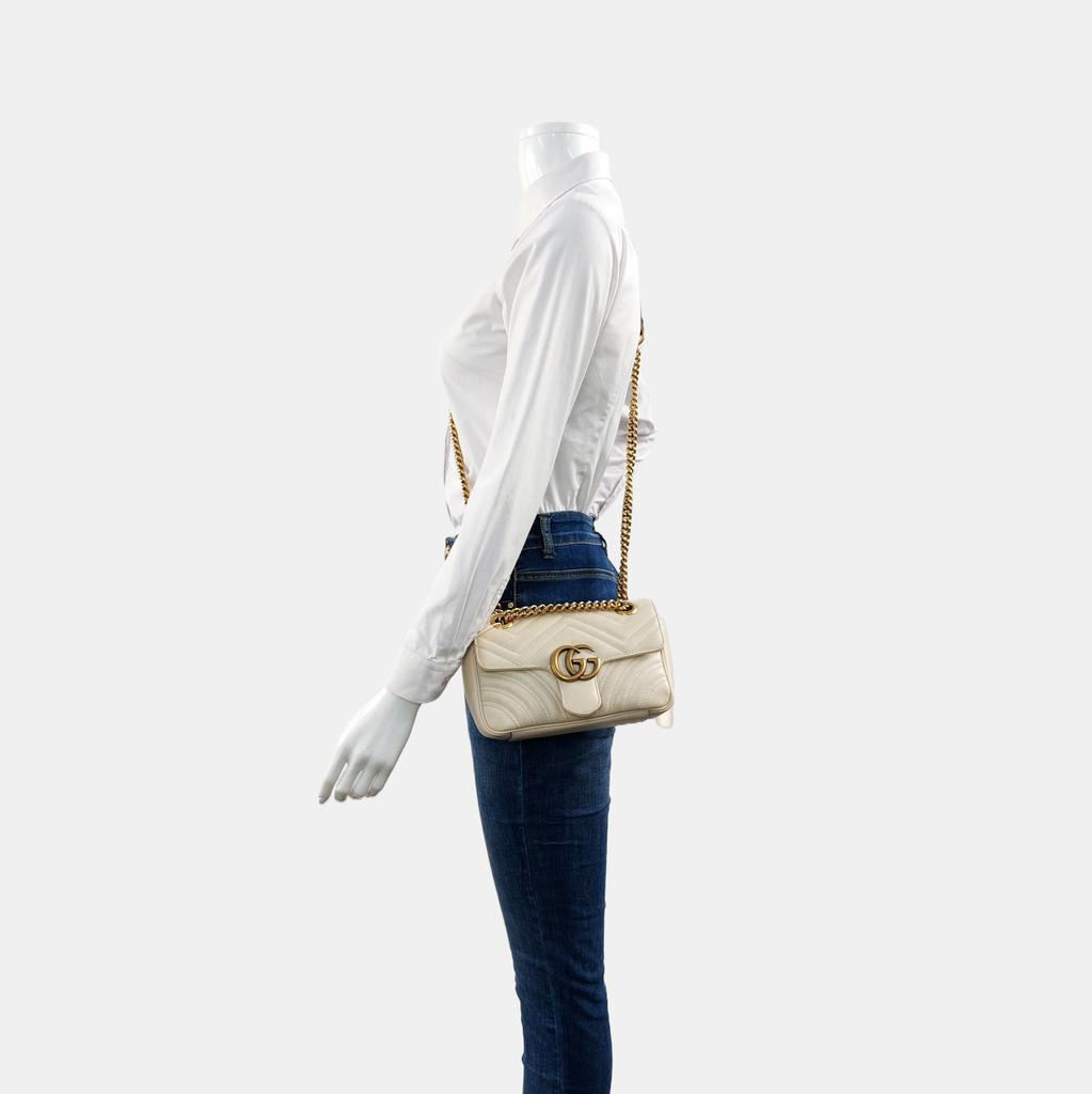 [Pre-Owned] Gucci GG Marmont Matelassé Mini Bag 'White' - Good #AX1QVC
