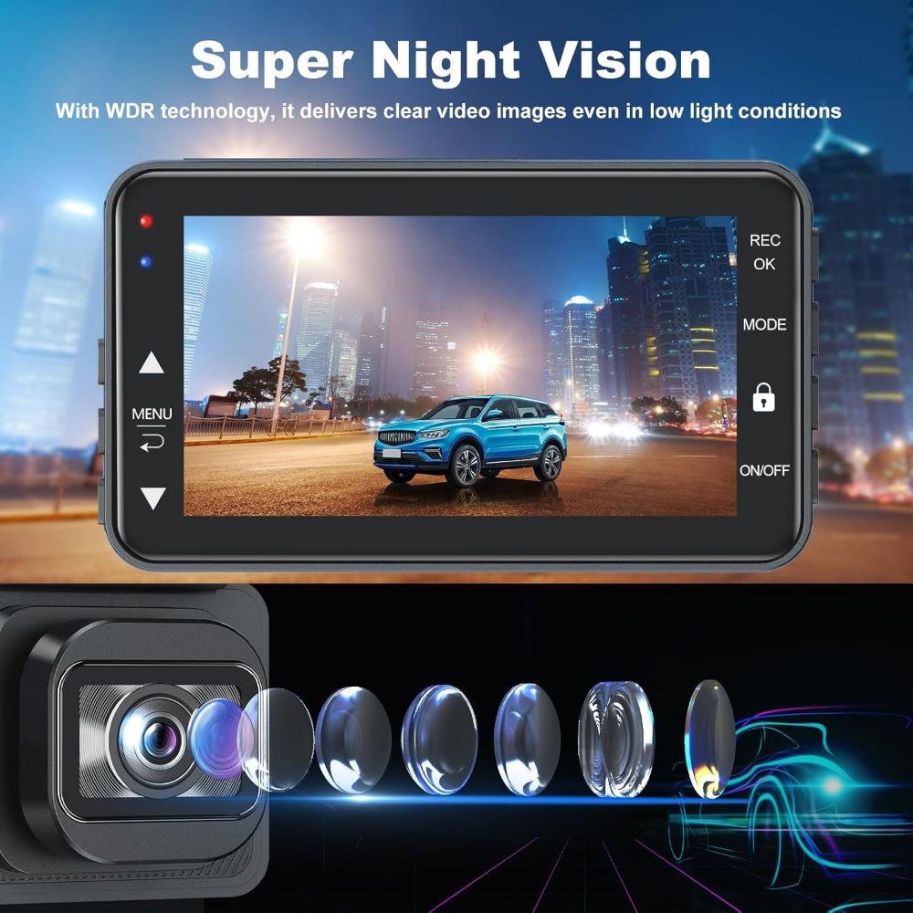 Dash Cam Front and Rear, 4K+1080P FHD Dual Camera with ADAS, GPS, 5G WiFi & App Control, 64GB Card Included, G-Sensor, Night Vis