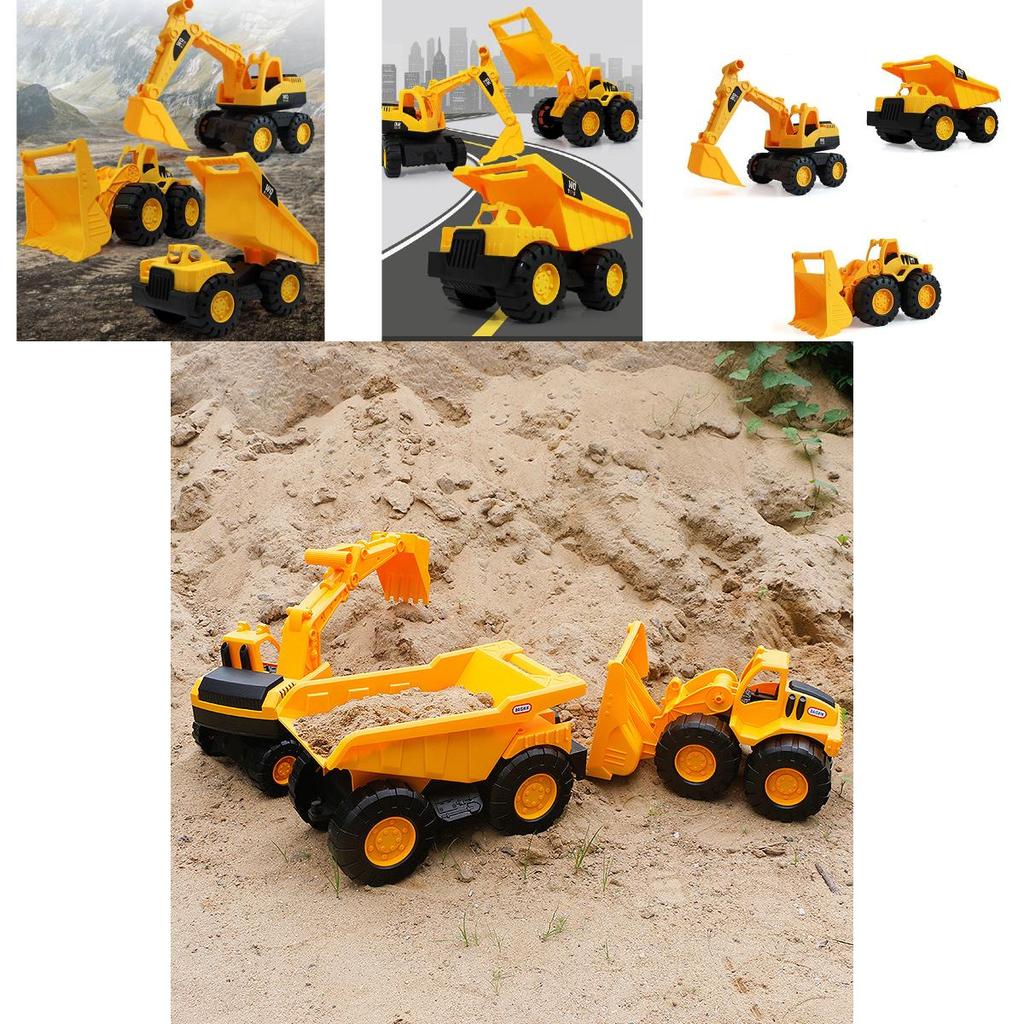 Large Durable Children's Construction Vehicle Toy Set Including Excavator Mixer Truck For Endless Sand Play Fun