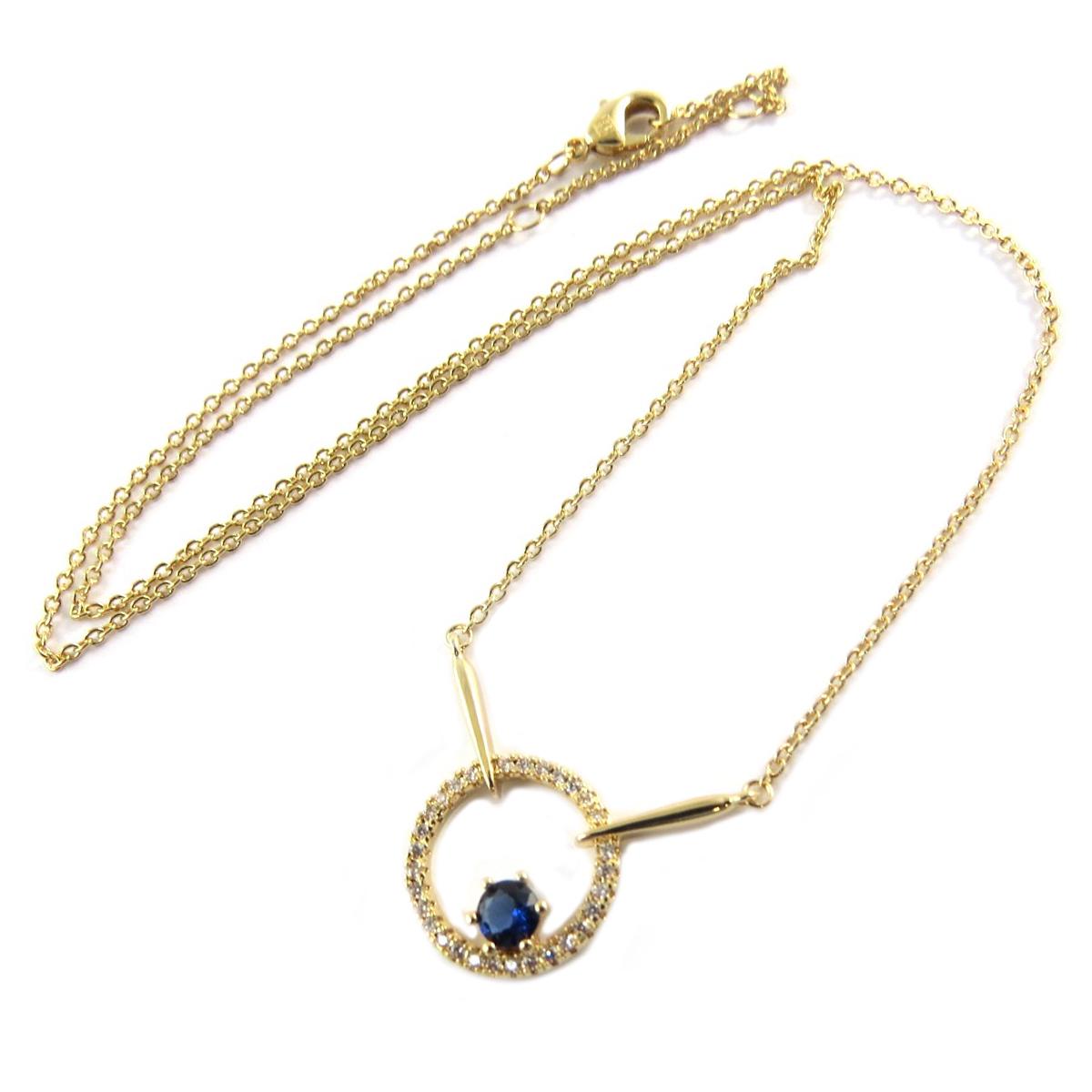 

Les Trésors De Lily [Q1088] - Позолоченное колье Sissi , синее белое золото - 13x13 мм