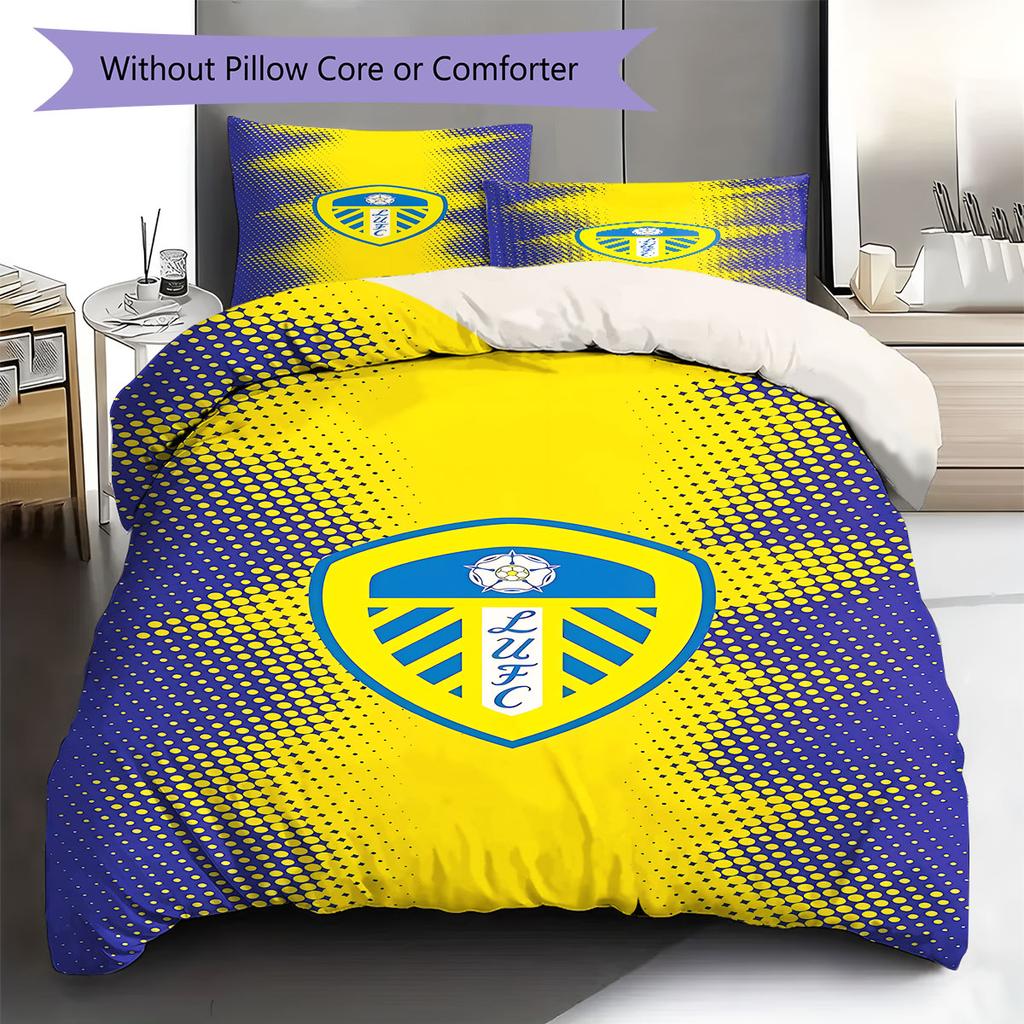Leeds United F.C Pattern Bedding,Quilt Set Quilt Cover Pillowcase Home Birthday Gift(1 * duvet cover + 2 * pillowcase, without core)
