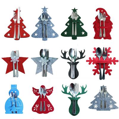 Bolsa para Talheres de Natal Porta-Faca e Garfo de Natal Decorações de Mesa Organizador de Louças Bolsa para Talheres