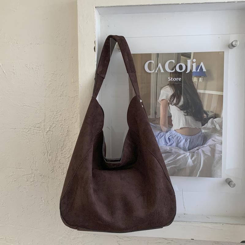 

Fashion 2025 autumn new retro lazy wind tote bag casual simple shoulder bag women s bag Korean version large capacity