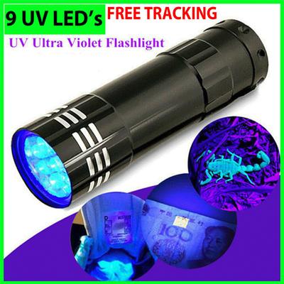 9 Uv Led Ultraviolet Flashlight Multi-functional Mini Fluorescent Torch Lightweight Portable Outdoor Waterproof Emergency Lamp