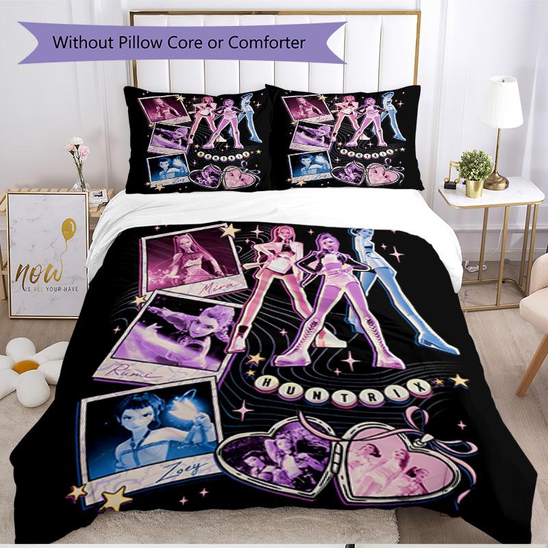 3pcs Duvet Cover Set (1*Duvet Cover + 2*Pillowcase, Without Core), KPop Demon Hunters Print Soft All‑Season Bedding Set, Home Bedroom Decor Gift