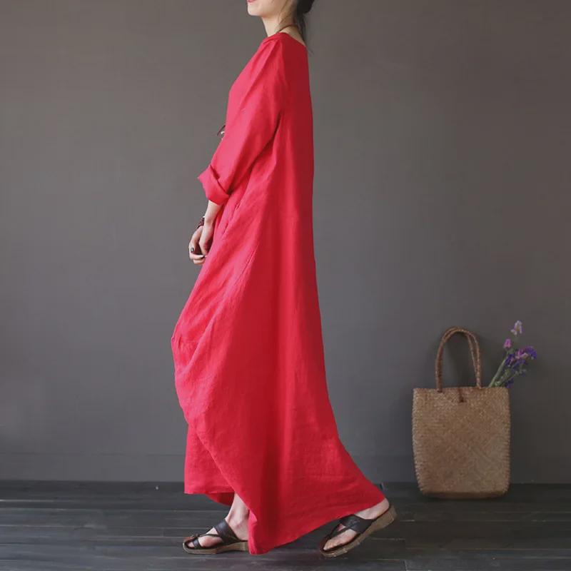2024 European & American Style Women's Loose Round Neck Mid-Sleeve Long Skirt