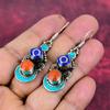 Turquoise, Coral & Lapis Lazuli  925 Solid Sterling Silver Earrings, Handmade Gemstone Nepali Earrings Jewelry, Gifts For Wife Brand New Earrings