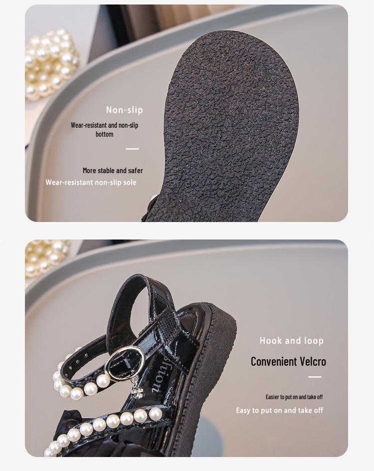 Mädchen-Perlen-Prinzessin Sommer-Sandalen 2026: Süßer Lässiger Koreanischer Stil für Mittelgroße & Große Kinder, Perfekte Vielseitige Strandschuhe.