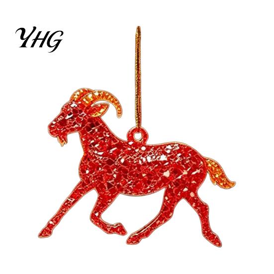 Christmas Gift for Friends Goat Tree Hanging Ornaments, Decorative 2D Flat Acrylic Festive Winter Pendant Holiday Party Home Decor, Lightweight