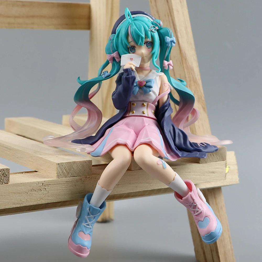 Anime Hatsune Miku Model Toys Adorable Anime MIKU Sitting Position PVC Action Figurine Kawaii Cartoon Model Doll Kid Birthday Gifts