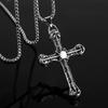 Men Vintage Titanium Steel Jesus Cross Pendant Chain Necklace Party Jewelry Gift