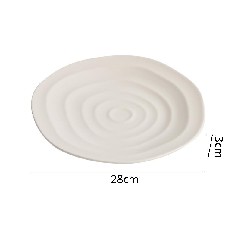 Keramikteller mit unregelmäßigem Faden, weiß, flacher Teller, Frühstücksteller, Dessertteller, Sushi-Teller, Hotel-Molekular-Food-Geschirr