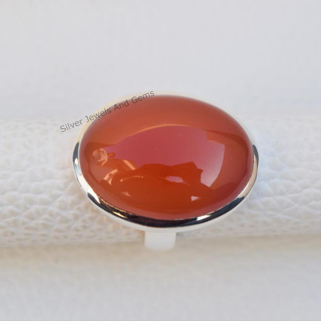 Natural Carnelian Ring, Handmade Ring, 925 Sterling Silver Ring, Gift for Her, Simple Oval Ring, Anniversary Gift, Gemstone Ring
