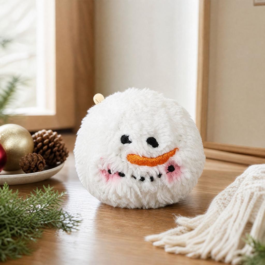 Christmas Plush Snowball Hanging Ornament for Holiday Tree Winter Wreath Mantel Decor
