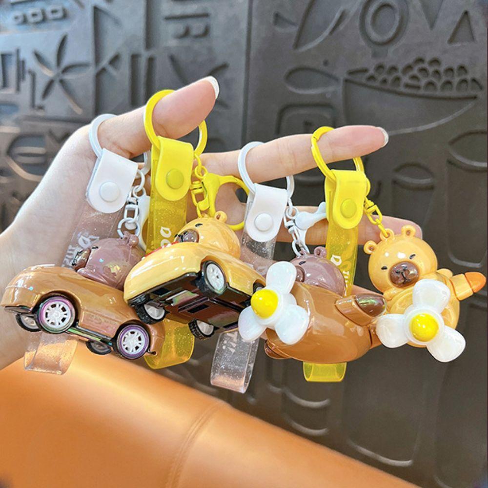 Cute Capybara Car Pendant Cartoon Capybara Aircraft Key Ring Bag Charm