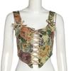 Fashionable Women's Wear Square-neckStrappy Vest Printed Top Slim-fitting Halter Top