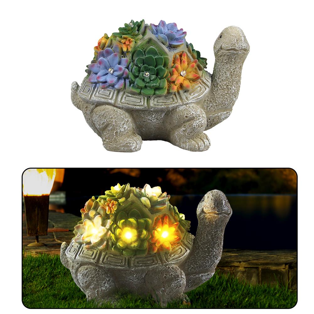 

Солнечные садовые уличные статуи Черепаха с суккулентом и светодиодной подсветкой Декор для газона Статуя черепахи для патио балкона двора Украшение