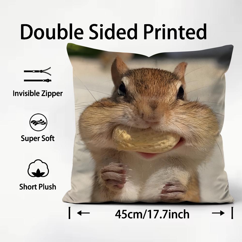 Animal Squirrel Cushion Cover Soft Washable Pillow Case Multi-Scene For Couch Bed Travel Office Use