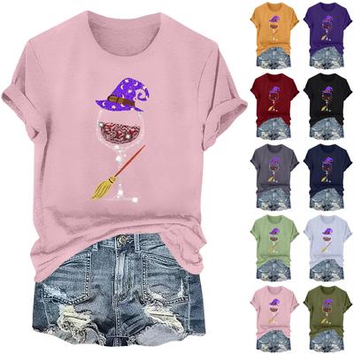 Women's Casual Printed Round Neck Short Sleeve T-Shirt Pullover Top