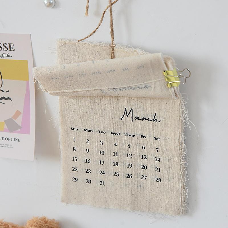 Dollhouse Canvas Hook-Design Cloth Material Calendar Wall Calendar, High-Value Retro Design, Worthy Wall Calendar Decoration