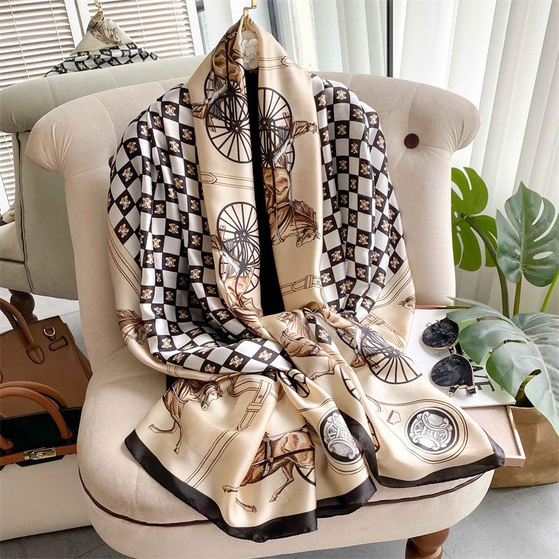 

Новое поступление женский шарф люксовый брендовый шарф женский ретро принтованный шелковый шарф шарфы длинный шарф дизайнерские пляжные накидки хиджаб бандана