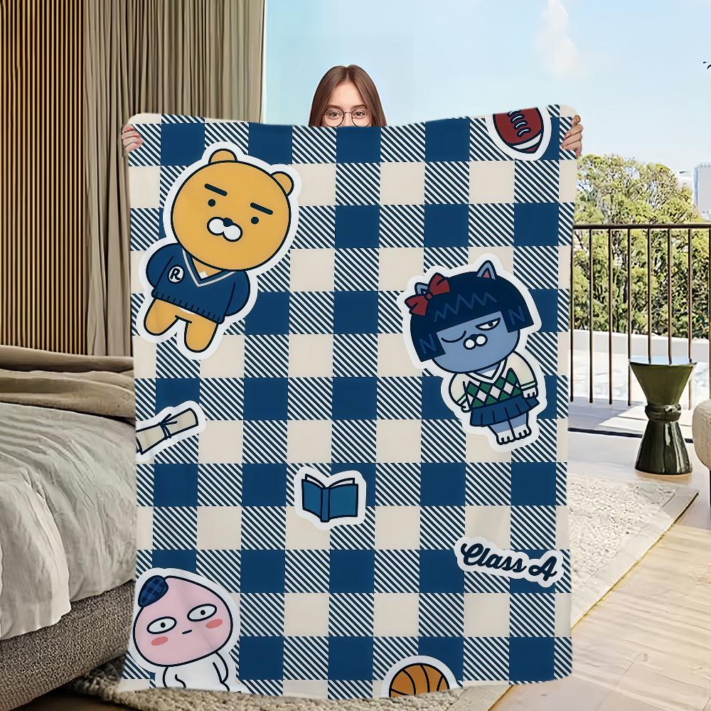 Fashion K-KAKAO-ES F-FRIENDS-ES Blanket Flannel Warm Comfort Soft Plush Blanket For Picnic Beds Sofas Homes And Bedrooms