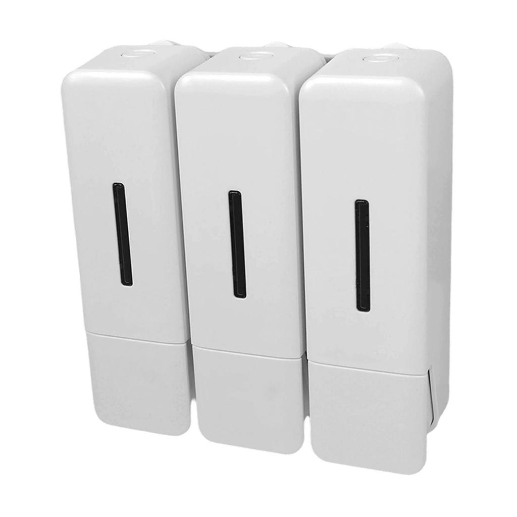 Shower Soap Dispenser 250ml 3 Chamber Leakproof Wall Mount Manual Shampoo and Conditioner Dispenser for Liquid Gel