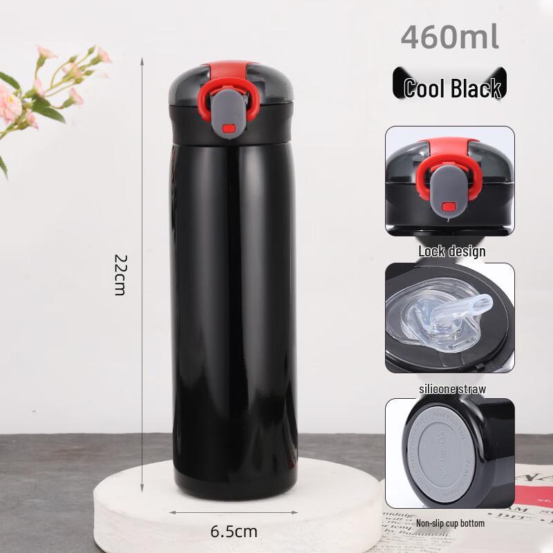 Portable Stainless Steel Insulated Straw Cup with Pop-up Lid