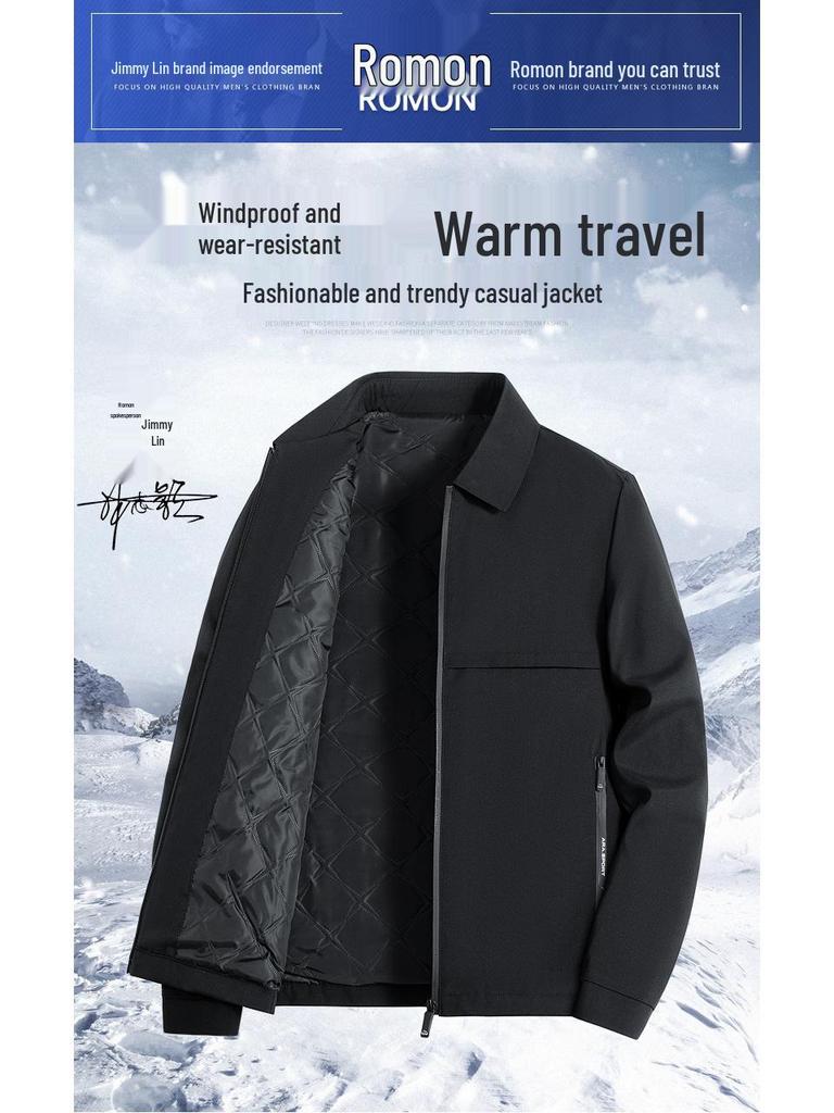 Romon Herren 2025 Winter Verdickte Baumwolljacke - Warme Freizeitjacke für Mittelalte und Ältere