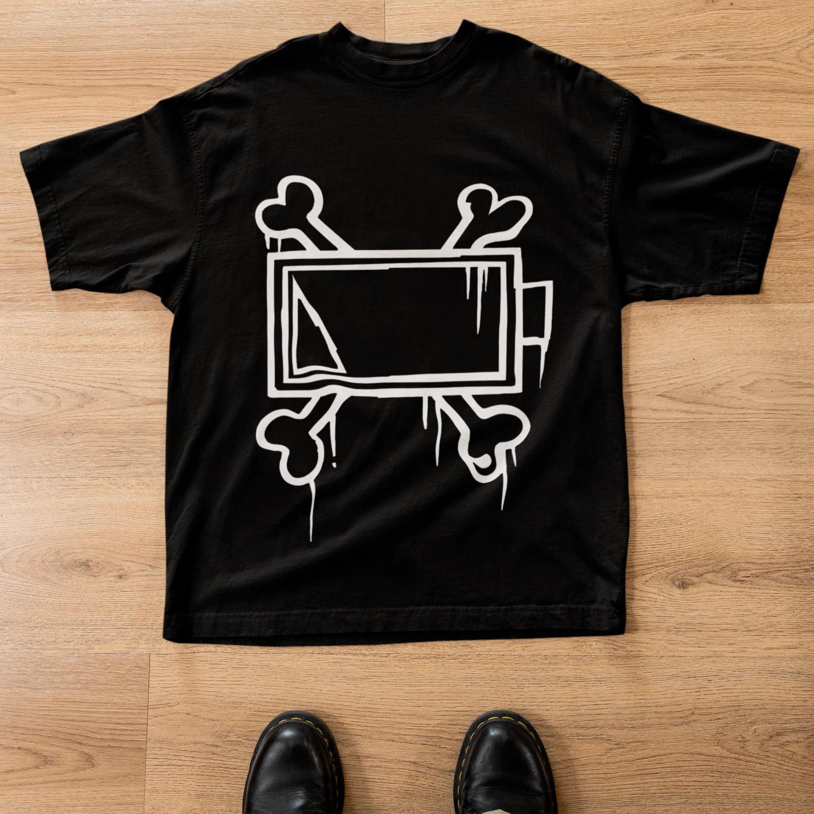 Funny Low Battery Skeleton Bones Graphic T-Shirt Unisex Short Sleeve Tee S