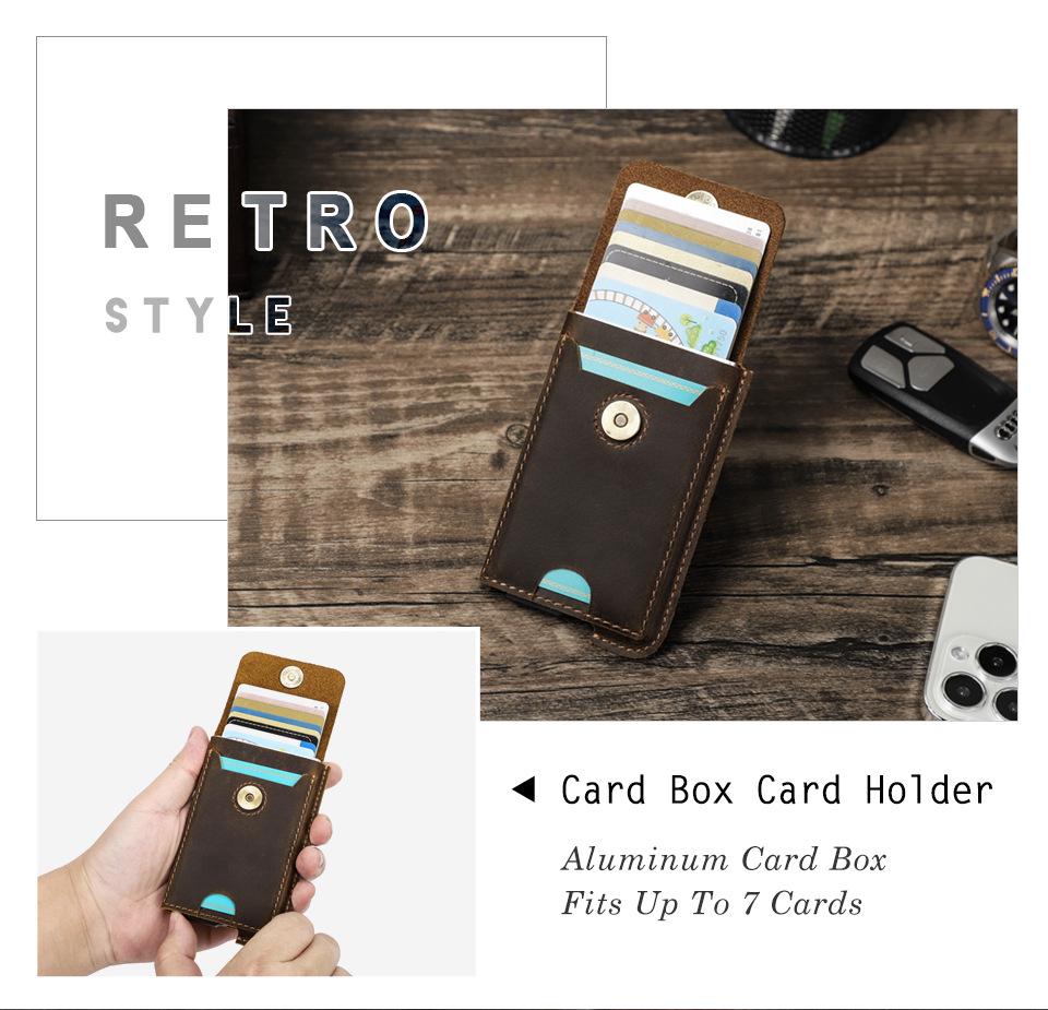 Porte-cartes anti-vol en cuir Angel Noir RFID - Style Européen Américain
