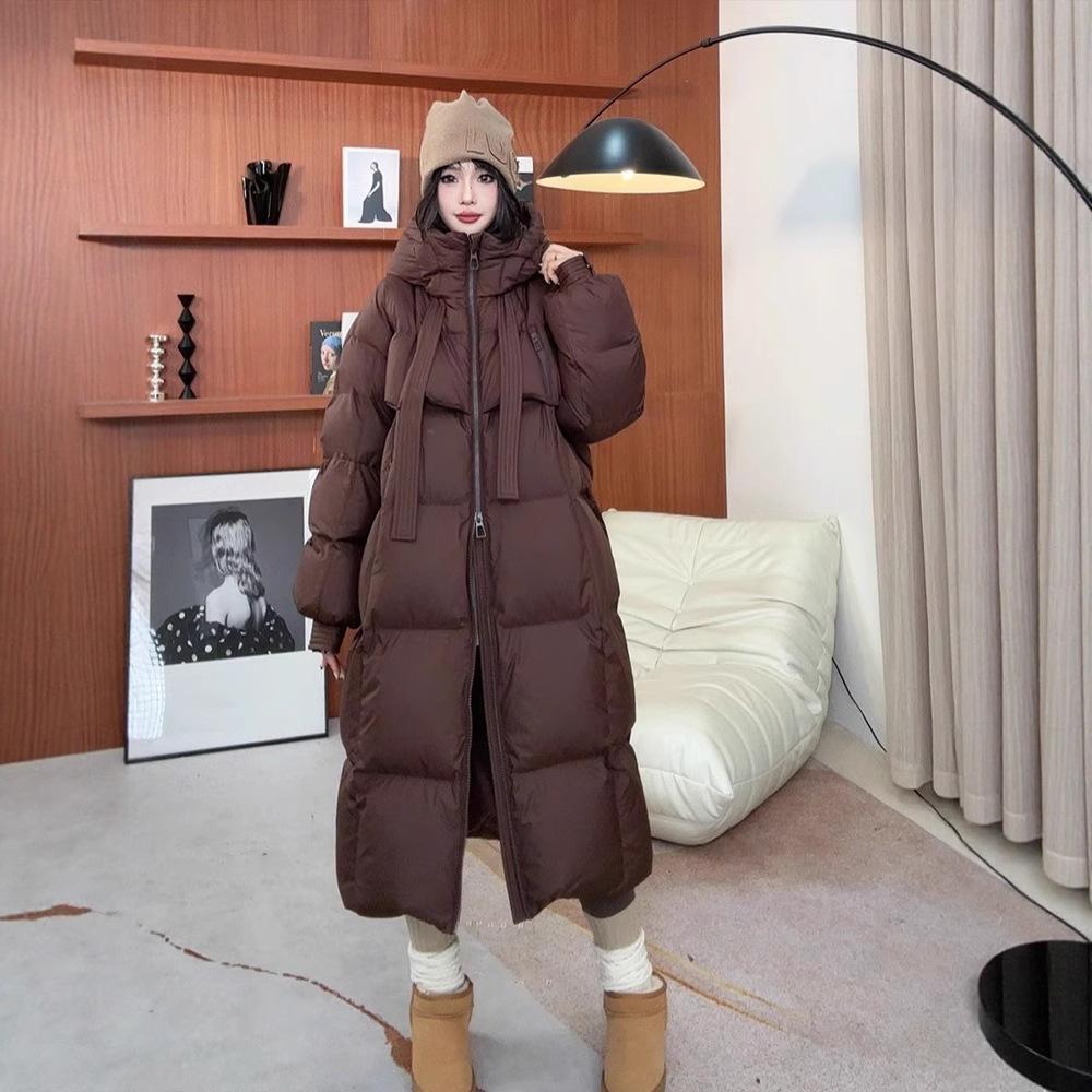 New Down Cotton-padded Clothes Women's Long Knee-length Cotton-padded Clothes Loose Bread Clothes Winter Cotton-padded Jackets Thickened