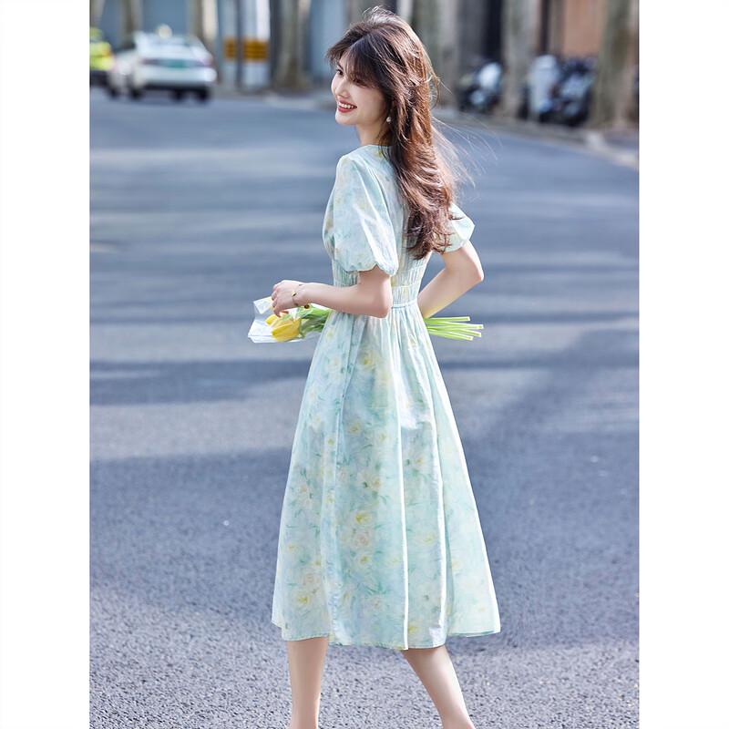 Elegant Fairy Style V-Neck Floral Summer Maxi Dress