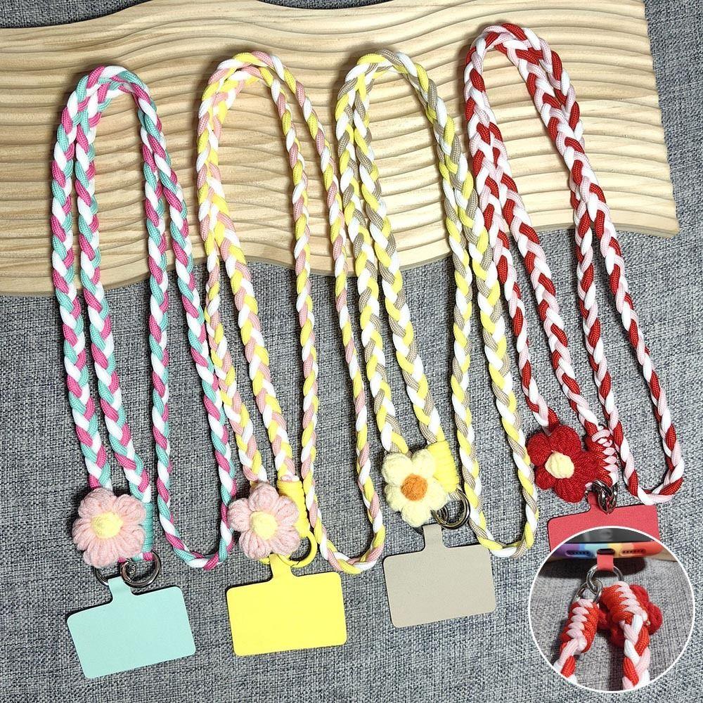 Braided Mobile Phone Lanyard Flower Braided Hanging Rope Universal Phone Holder Strap  Bag