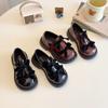Children Leather Shoes Spring New Princess Shoes for Girls Wine Red Versatile Kids Fashion Wedding Party Mary Jane Shoes Glossy
