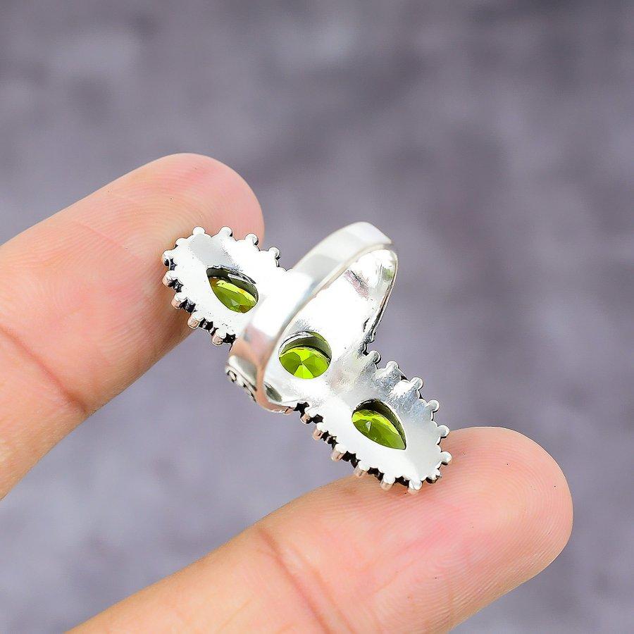 Peridot Handmade 925 Sterling Silver Jewelry Ring Size 7 P1P31