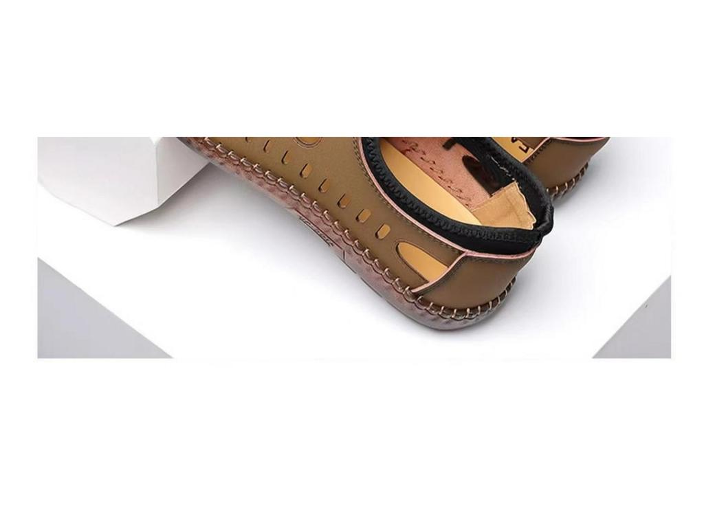 Men's Summer Cowhide Leather Breathable Casual Shoes with Non-slip Soft Sole