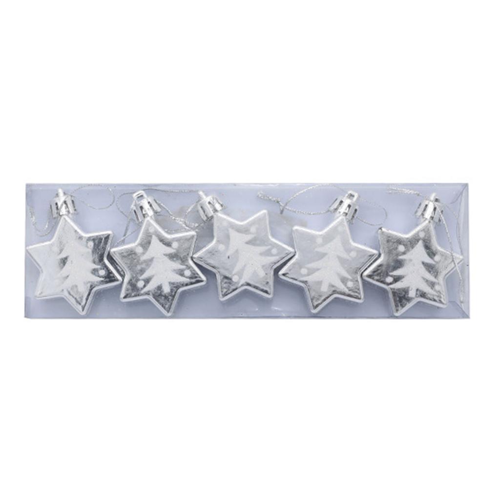 5pcs Christmas Tree Ornament Star Hanging Ornaments Tree Pendants for Xmas Festive Holiday Party Home Decoration