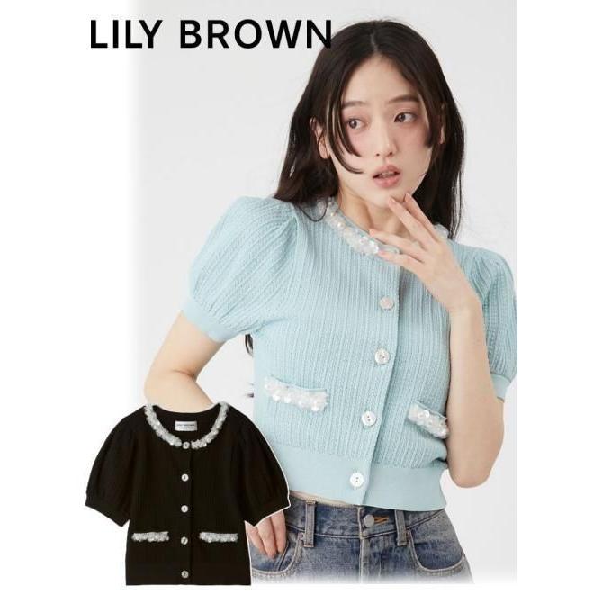 (Limited time 10% OFF & PT5) Lily Brown / Lily Brown Cropped Bijou Cardigan 26 Spring/Summer. LWND262846