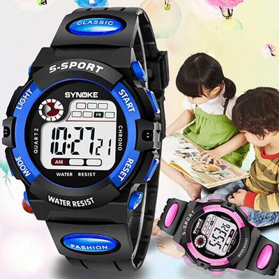 Mode Jungen Mädchen Kinder Digital Alarm Kalender Wasserdichte Sport Armbanduhr