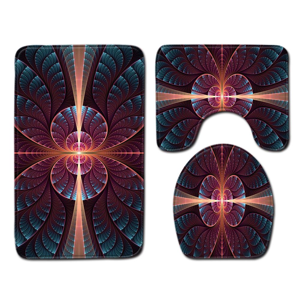 Cool Pattern Bathroom Floor Mat Toilet Three-Piece Set