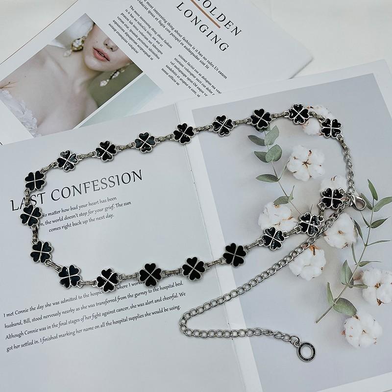Metal Waist Chain For Women With Four Leaf Clover Pendant Summer Fashion Accessory