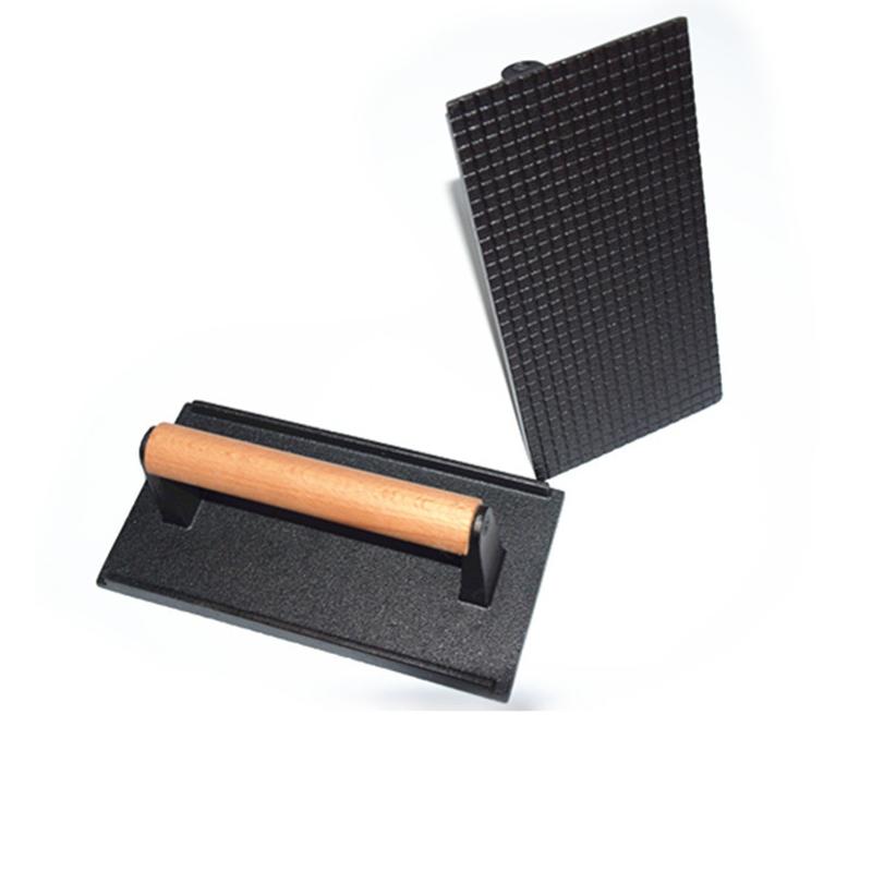 Пресс для гамбургеров, сверхмощный чугунный пресс для бекона, мясной стейк с деревянной ручкой для сковороды, сэндвичей, сковороды с антипригарным покрытием