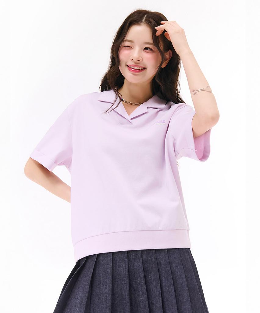 CHASECULT Women'S Open Collar Short Sleeve T-Shirt - Purple