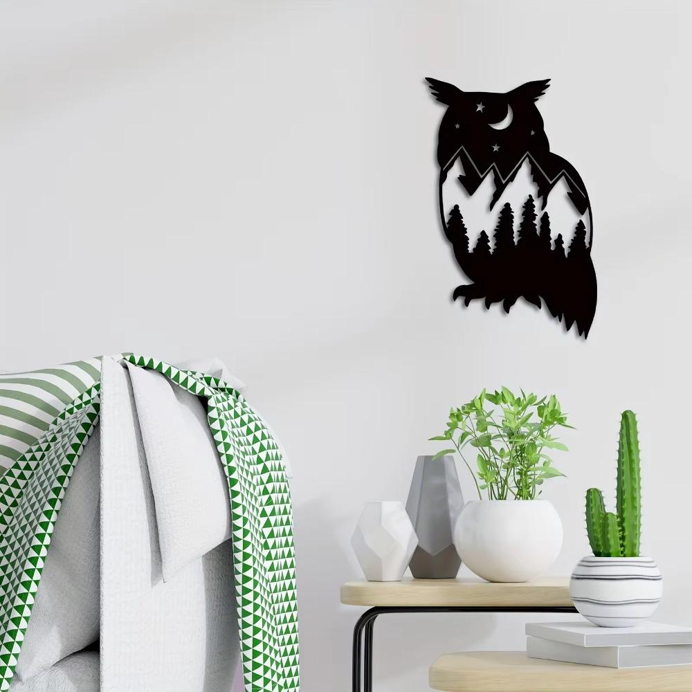 Wanddekoration aus Metall mit Eulenmotiv – Wandkunst mit schwarzen Eulen, ideal für Bauernhaus, Heimbüro und verschiedene Räume. Verbessert die Innen- und Außendekoration