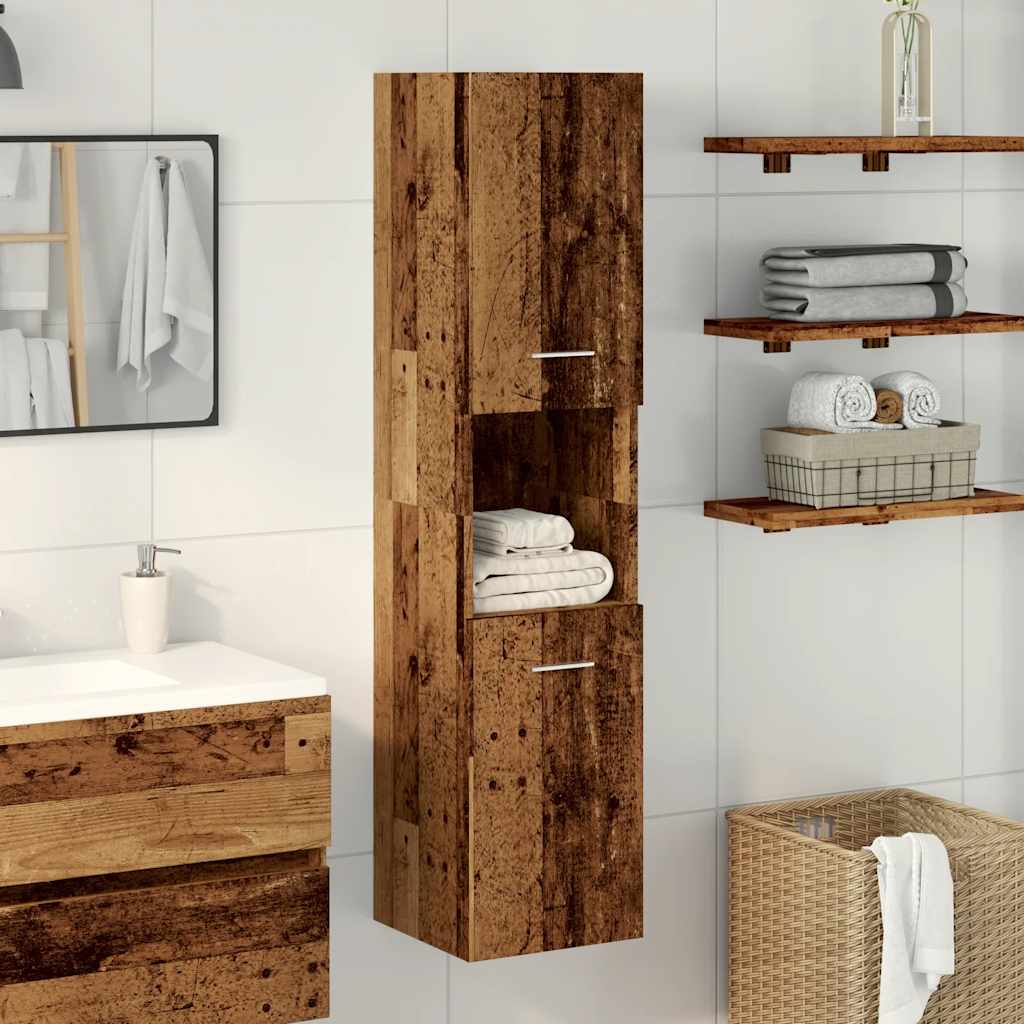 Vidaxl Wall-Mounted Bathroom Cabinet, Old Wood, 30X30X130 Cm