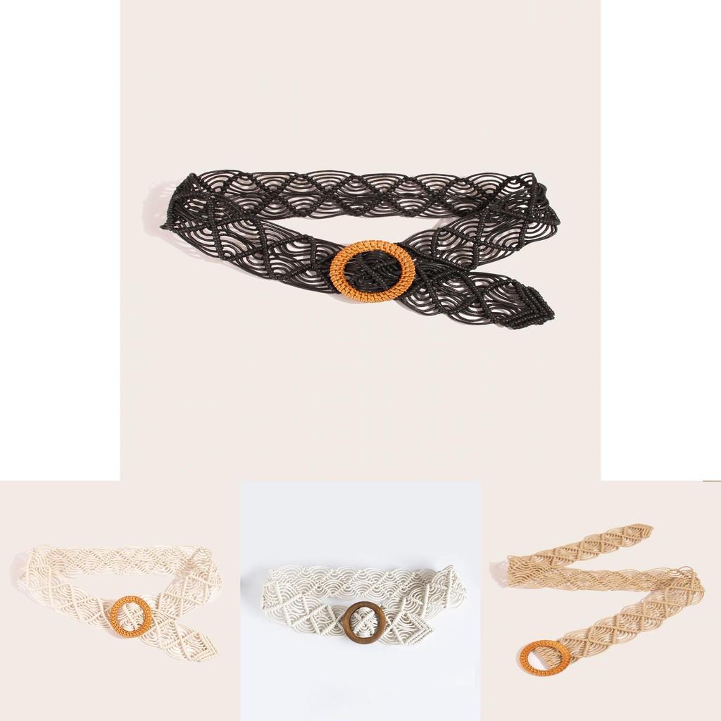 Ethnic Style Handmade Woven Waist Belt For Women With Hollow Carved Design For Dresses And Skirts
