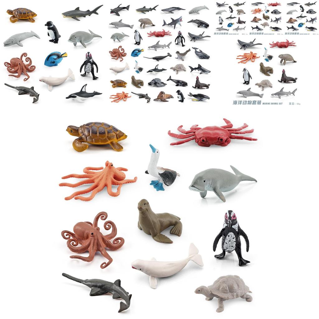 Realistic Ocean Animal Model Set Including Whales Dolphins Sharks Turtles Crabs And More For Educational Play And Decoration